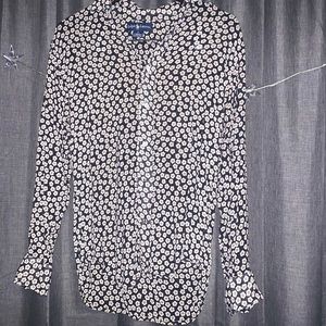 Sheer floral print blouse